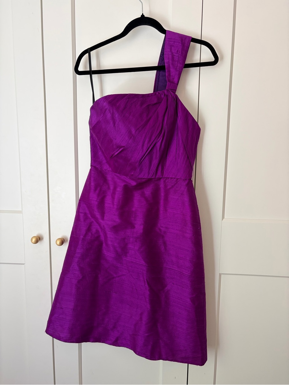 Watters & Watters Purple Silk One-Shoulder Cocktail Dress | 6